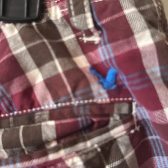 🩳🍷🧢🍨Men's Plaid Shorts -burgundy, white and blue - Picture 8 of 8